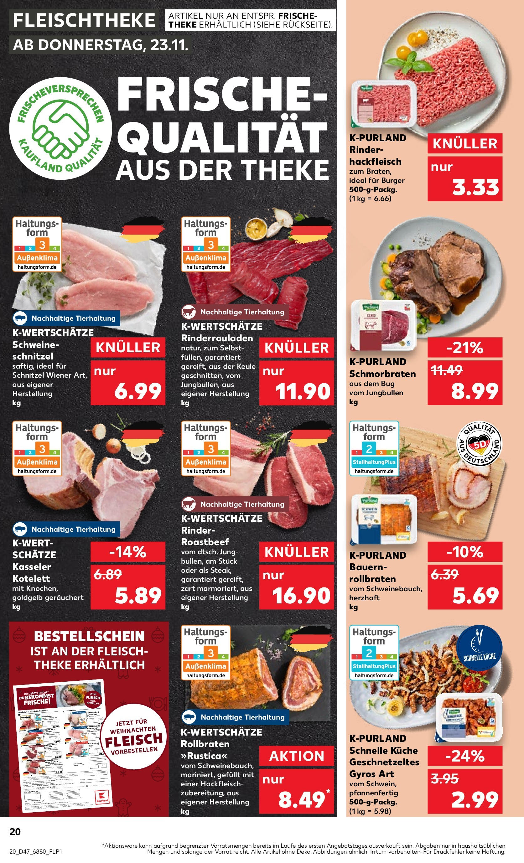 Kaufland - Saarland (ab 23.11.2023) » Angebote Online zum Blättern | Seite: 20 | Produkte: Schinken, Lachs, Theke, Küche