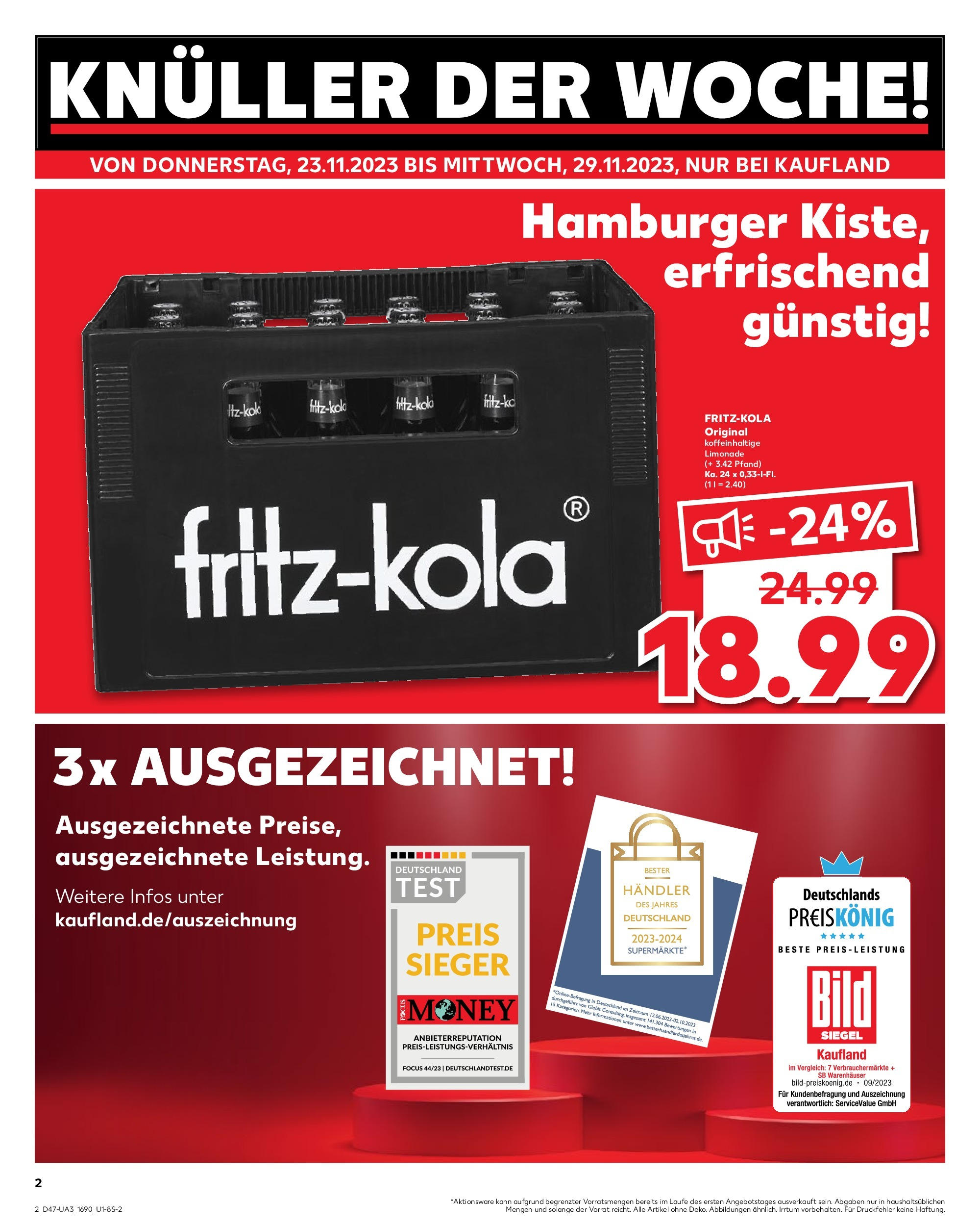 Kaufland - Hamburg (ab 23.11.2023) » Angebote Online zum Blättern | Seite: 2 | Produkte: Brot, Salat, Erbsen, Quark