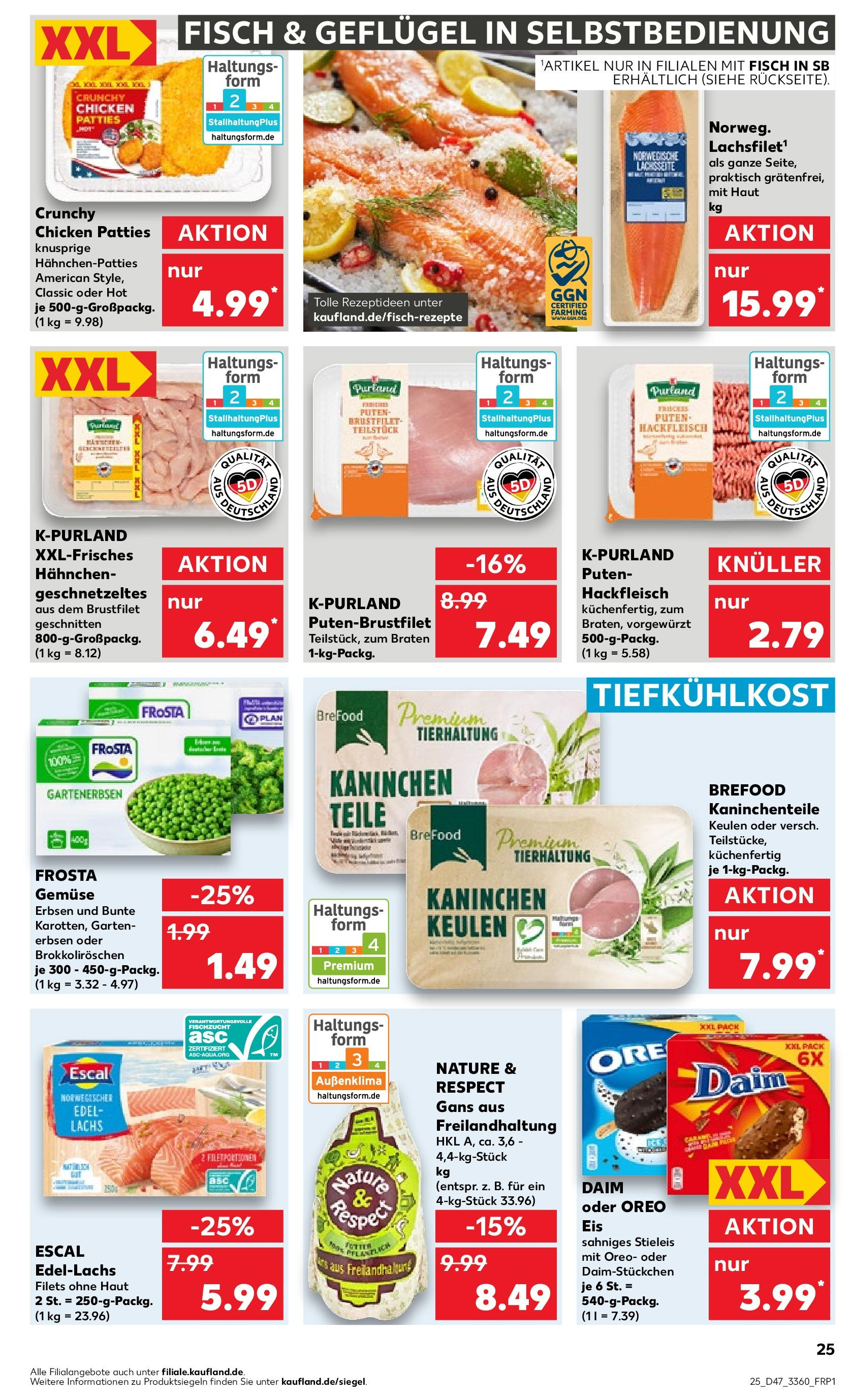 Kaufland - Brandenburg (ab 23.11.2023) » Angebote Online zum Blättern | Seite: 25 | Produkte: Fisch, Gemüse, Erbsen, Lachs