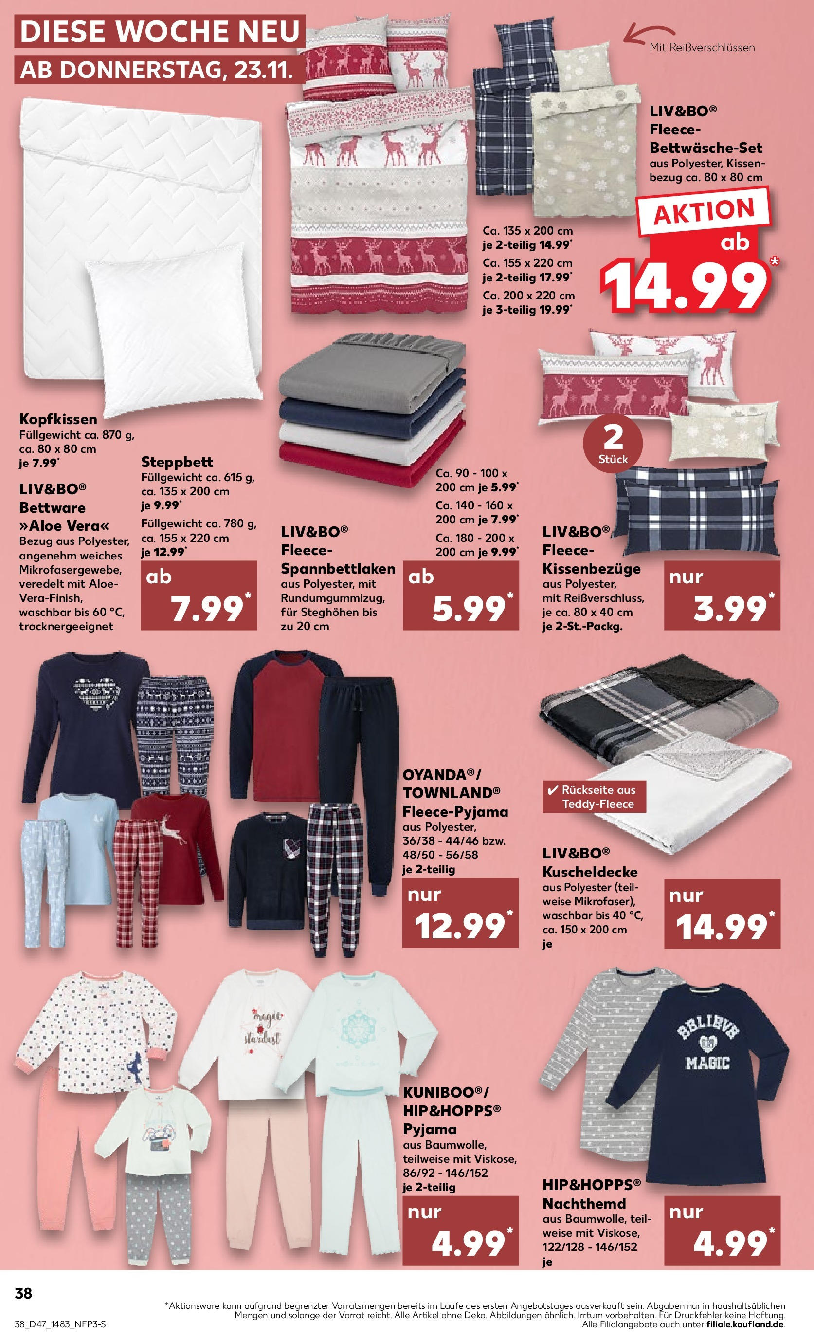 Kaufland - Hessen (ab 23.11.2023) » Angebote Online | Seite: 38 | Produkte: Kissen, Pyjama, Kopfkissen Kaufland - Hessen (ab 23.11.2023) » Angebote Online zum Blättern | Seite: 38 | Produkte: Kissen, Pyjama, Kopfkissen