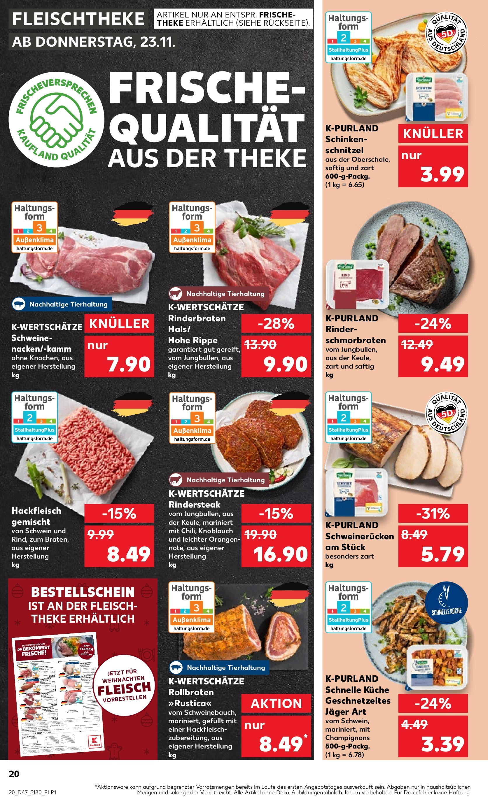 Kaufland - Black Week (ab 23.11.2023) » Angebote Online zum Blättern | Seite: 20 | Produkte: Schinken, Burger, Theke, Küche