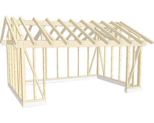 Holzkonstruktion Holzriegelbau mit Satteldach 450x650 cm