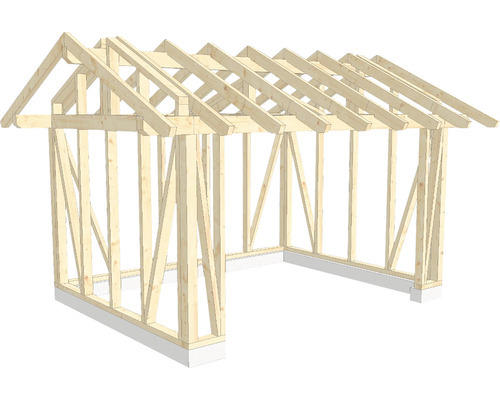 Holzkonstruktion Holzriegelbau mit Satteldach 350x450 cm