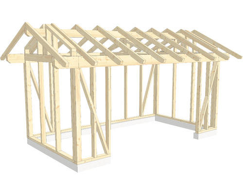 Holzkonstruktion Holzriegelbau mit Satteldach 300x550 cm