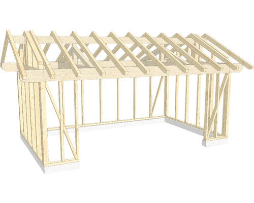 Holzkonstruktion Holzriegelbau mit Satteldach 400x650 cm