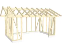 Holzkonstruktion Holzriegelbau mit Satteldach 350x550 cm