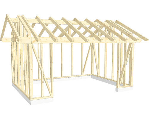 Holzkonstruktion Holzriegelbau mit Satteldach 400x550 cm