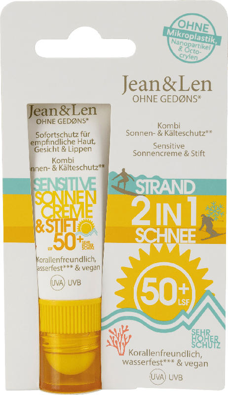 Jean&Len Sonnenschutz Kombi Gesicht Creme & Stift, LSF 50+