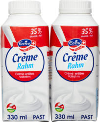 Crème entière Emmi, pasteurisée, 35% de matière grasse, 2 x 3,3 dl