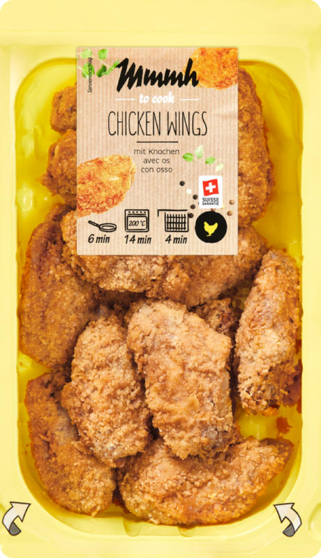 Mmmh Chicken Wings, mit Knochen, ca. 450 g, per 100 g