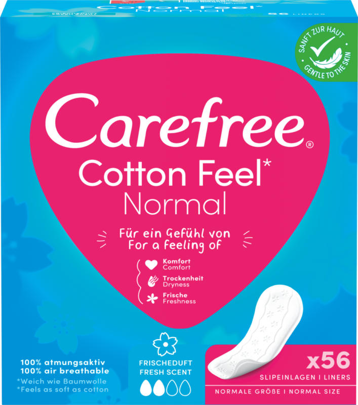Carefree Slipeinlagen Cotton Feel Normal Frischeduft, 56 Stück