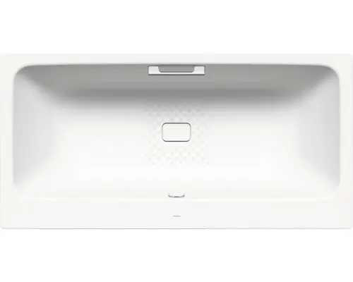 Rechteckbadewanne Kaldewei Asymmetric Duo Perl-Effekt Antislip 180x90 cm alpinweiß glänzend mit Griffbohrung, Antirutschbeschichtung und schmutzabweisender Beschichtung