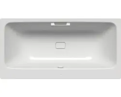 Rechteckbadewanne Kaldewei Asymmetric Duo Perl-Effekt 170x80 cm manhattan glänzend mit Griffbohrung und schmutzabweisender Beschichtung