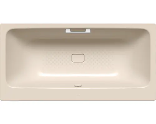 Rechteckbadewanne Kaldewei Asymmetric Duo Antislip 190x100 cm bahamabeige glänzend mit Griffbohrung und vollflächiger Antirutschbeschichtung