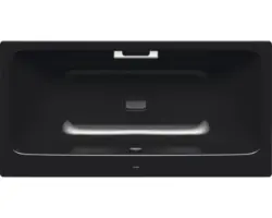 Rechteckbadewanne Kaldewei Asymmetric Duo Antislip 170x80 cm schwarz glänzend mit Griffbohrung und vollflächiger Antirutschbeschichtung