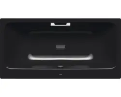 Rechteckbadewanne Kaldewei Asymmetric Duo Perl-Effekt Antislip 190x100 cm schwarz glänzend mit Griffbohrung, Antirutschbeschichtung und schmutzabweisender Beschichtung