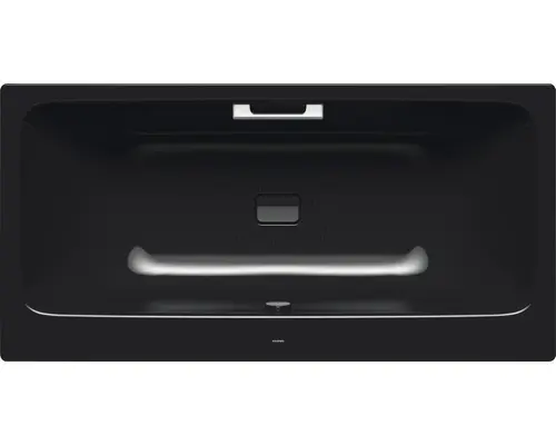 Rechteckbadewanne Kaldewei Asymmetric Duo Perl-Effekt Antislip 190x100 cm schwarz glänzend mit Griffbohrung, Antirutschbeschichtung und schmutzabweisender Beschichtung