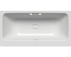 Rechteckbadewanne Kaldewei Asymmetric Duo Antislip 180x90 cm manhattan glänzend mit Griffbohrung und vollflächiger Antirutschbeschichtung