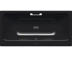 Rechteckbadewanne Kaldewei Asymmetric Duo Perl-Effekt 170x80 cm schwarz glänzend mit Griffbohrung und schmutzabweisender Beschichtung