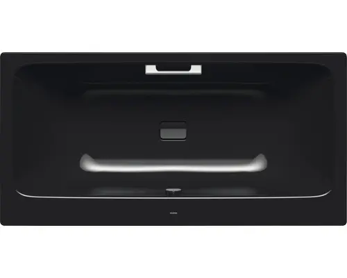 Rechteckbadewanne Kaldewei Asymmetric Duo Perl-Effekt 170x80 cm schwarz glänzend mit Griffbohrung und schmutzabweisender Beschichtung