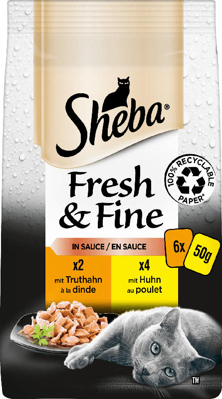 Sheba Katzenfutter Fresh & Fine mit Truthahn und Huhn in Sauce