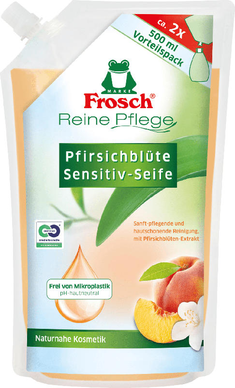 Frosch Reine Pflege Pfirsichblüte Sensitiv-Seife Nachfüllbeutel
