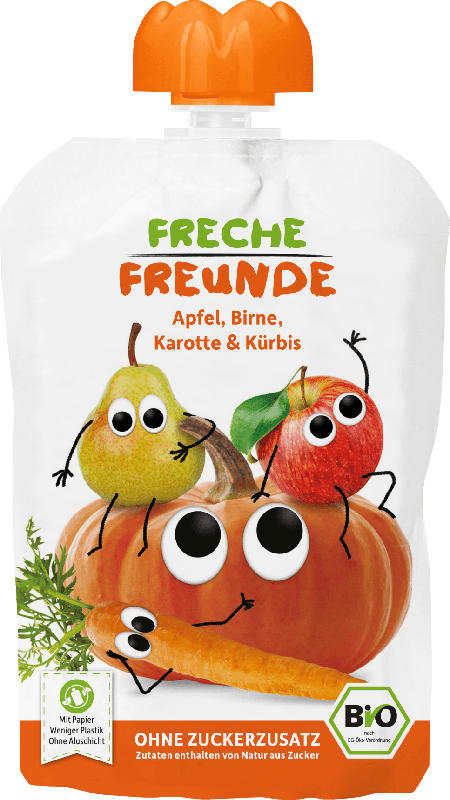 Freche Freunde Bio Quetschie Apfel, Birne, Karotte & Kürbis
