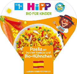 Hipp Kinder Bio Teller Paella mit buntem Gemüse und Bio-Hühnchen