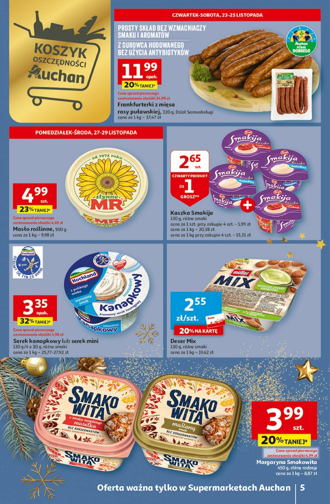Auchan Gazetka nowa - 23.11.2023 | Strona: 5 | Produkty: Margaryna, Masło, Jogurt