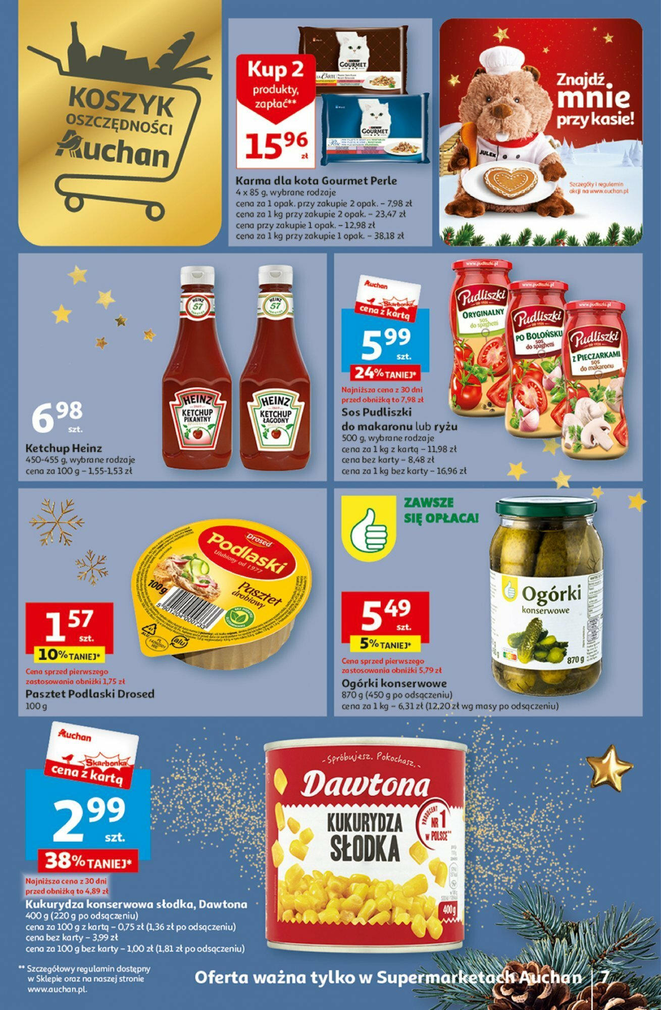 Auchan Gazetka nowa - 23.11.2023 | Strona: 7 | Produkty: Karma dla kota, Ogórki, Sos
