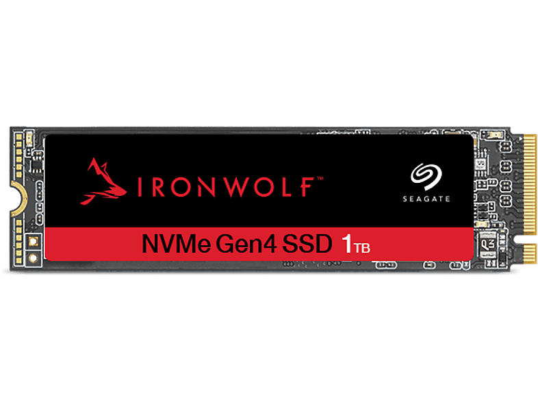 Seagate 1TB SSD Festplatte IronWolf 525 NAS, Intern, NVMe Gen4, R5000/W4400 MB/s, Schwarz/Rot