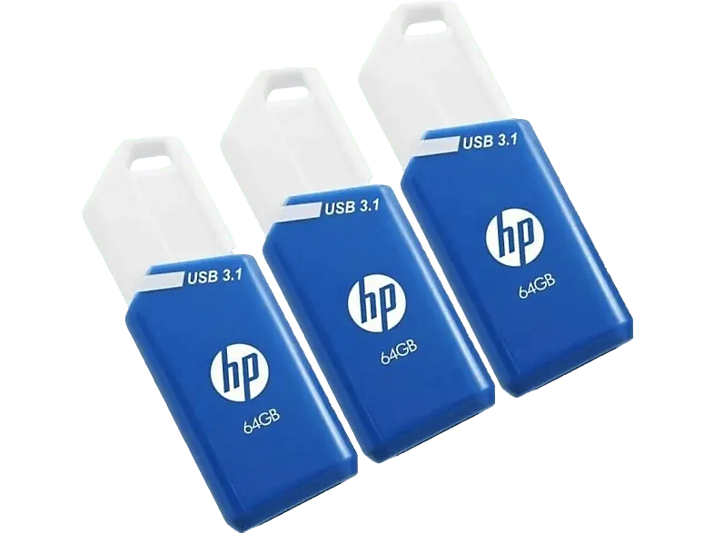 HP 64 GB x775w USB-Stick, USB-A 3.1, R75/W30 MB/s, 3er Pack, Blau/Wei&szlig;