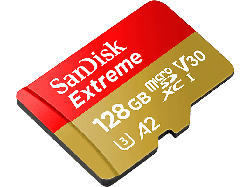 SanDisk Extreme microSDXC 128GB Kit, R190/W90, UHS-I U3, A2, Class 10; Speicherkarte