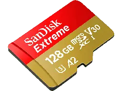 SandISK 128GB Extreme microSDXC Karte für Action Cams/Drohnen + SD-Adapter bis zu 190 MB/s mit App-Performance A2 UHS-I Class 10 U3 V30; Speicherkarte
