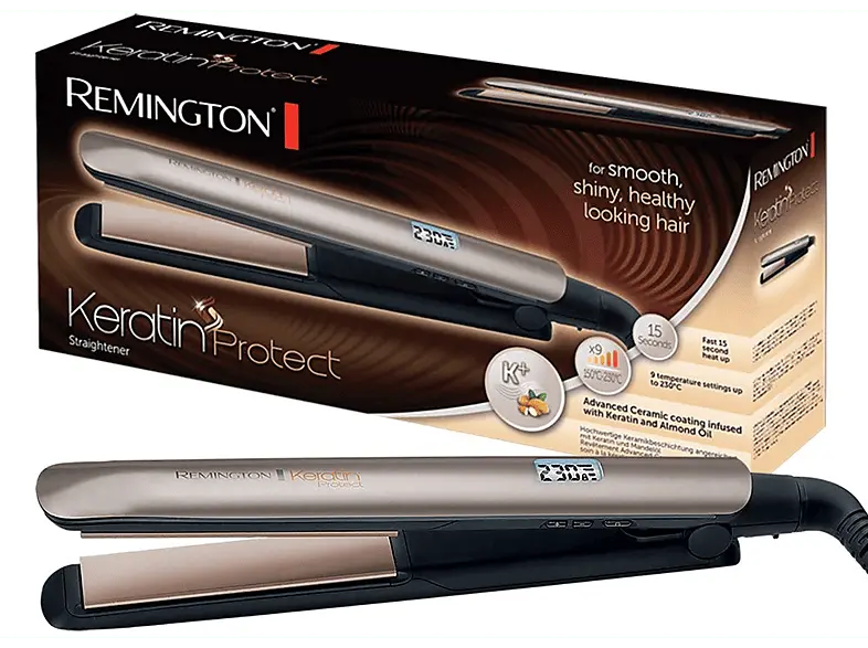 Remington S8540 Keratin Protect mit digitalem Display Glätteisen (Keramik, Temperaturstufen: 10, Schwarz, Bronze)