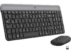 Logitech MK470 Slim Combo, kabelloses Tastatur-Maus-Set, Windows PC und Laptop Kompatibel, Grafit