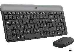 LOGITECH MK470 Slim Combo Kabelloses & geräuscharmes Tastatur-Maus-Set, DEU (Qwertz), Grafit; Kabelloses Tastatur-Maus Set