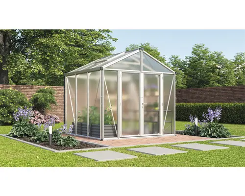 Gewächshaus Vitavia Zeus Comfort 6200 Hohlkammerplatten 10 mm 258 x 242 cm silber