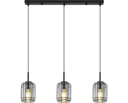 Pendelleuchte Globo KAMMI E27 60 W 3-flammig IP 20 schwarz ( 15559-3H )