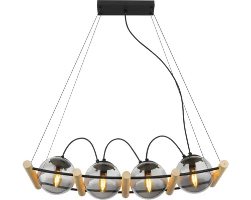 Pendelleuchte Globo LEONA E27 15 W 4-flammig IP 20 schwarz ( 15883-4H )