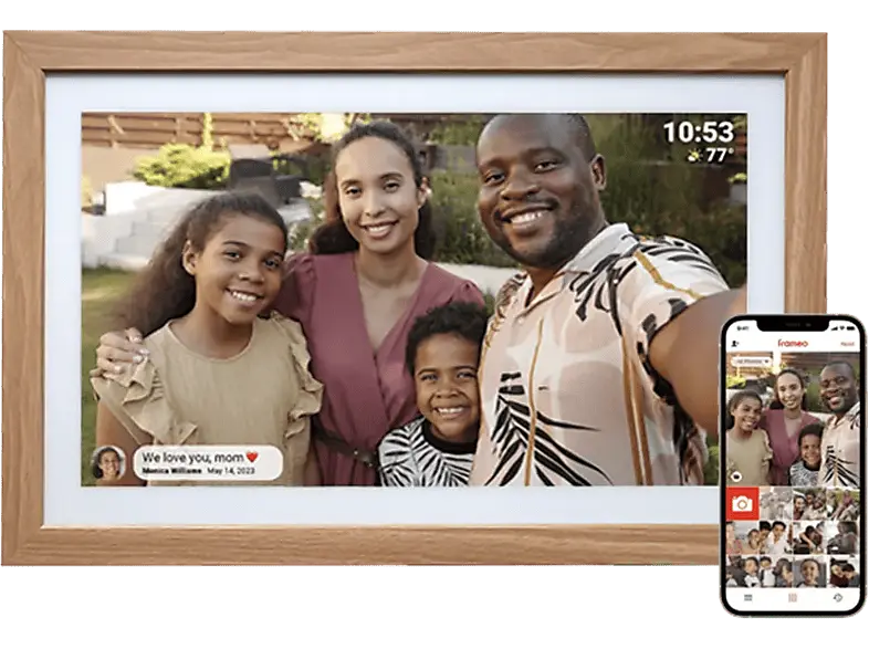 Denver PFF-2162LW 21.5" Digital Photoframe with wooden frame and Frameo software; Digitaler Fotorahmen