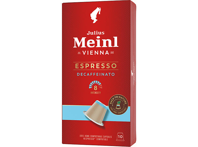 Julius Meinl Biologisch Abbaubare Kaffeekapseln Espresso Decaf (10 Stk., Kompatibles System: Nespresso); Biologisch Abbaubare Kaffeekapseln 10 Stück