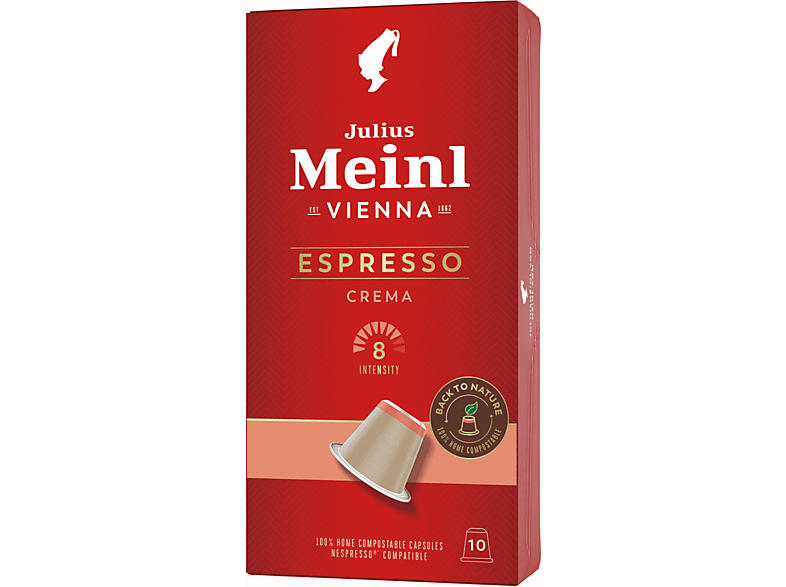 Julius Meinl Biologisch Abbaubare Kaffeekapseln Espresso Crema (10 Stk., Kompatibles System: Nespresso); Biologisch Abbaubare Kaffeekapseln 10 Stück