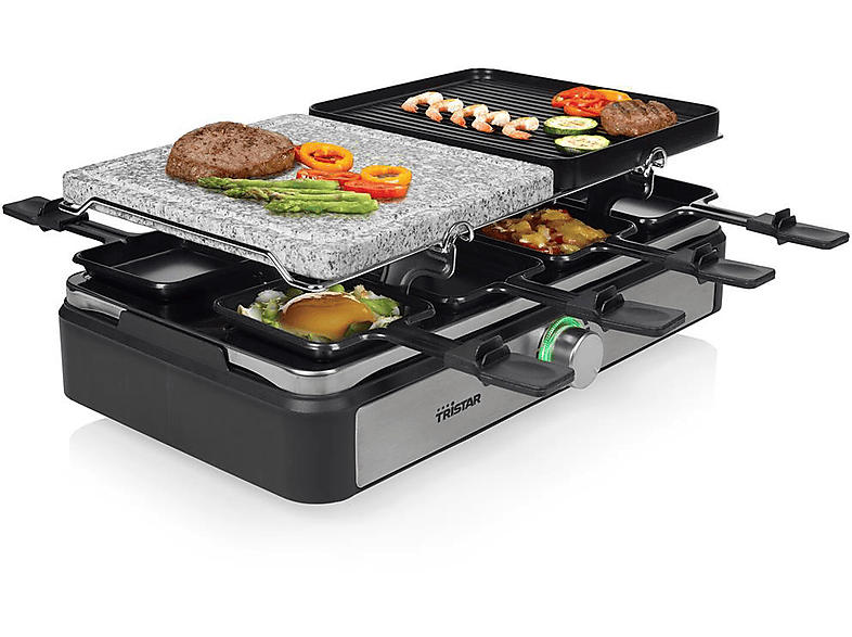 TriStar RA-2725 Raclette-Stein und -Grill (in Schwarz, für 8 Personen, 1400 Watt)