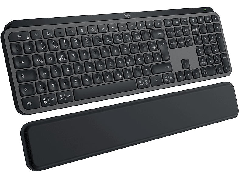 Logitech MX Keys S Tastatur mit Handballenauflage, Bluetooth, USB-C, Aluminiumgehäuse, QWERTZ, Tastenbeleuchtung, Grafit