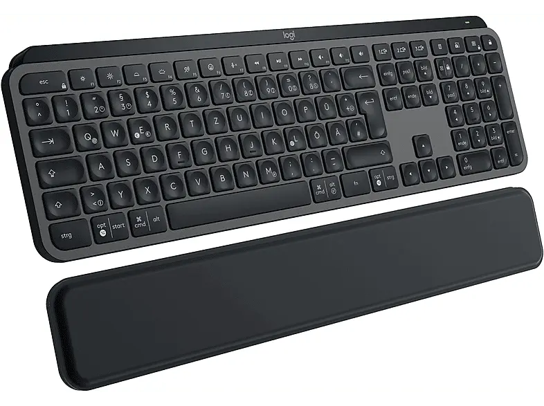LOGITECH MX Keys S Kabellose Tastatur + Handauflage Palm Rest, DEU (Qwertz), Grafit