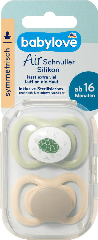 babylove Schnuller Air Silikon symmetrisch, braun/grün, Gr.3, ab 16 Monate