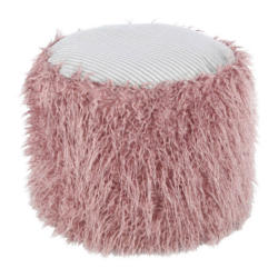 360 Living Hocker Bobtail 100 rosa grau Kord Kunstfell Styropor H/D: ca. 38x45 cm