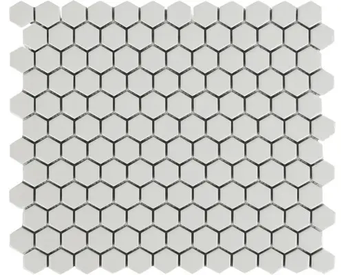 Keramikmosaik Mirava Hexagon 29,6x25,8 cm weiß matt