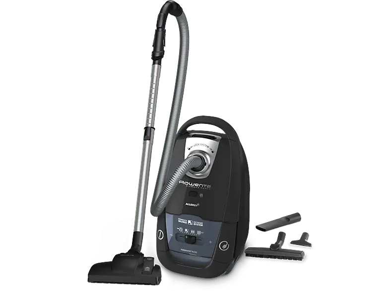 Rowenta RO7755 Silence Force Allergy+ Staubsauger (75 dB(A), maximale Leistung: 750 Watt, Schwarz/Graublau)